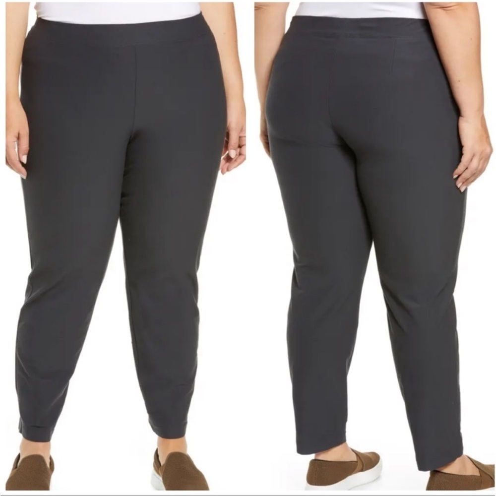 EILEEN FISHER WOMAN NWT WASHABLE STRETCH CREPE SLIM ANKLE PANTS GRAPHITE 1X
